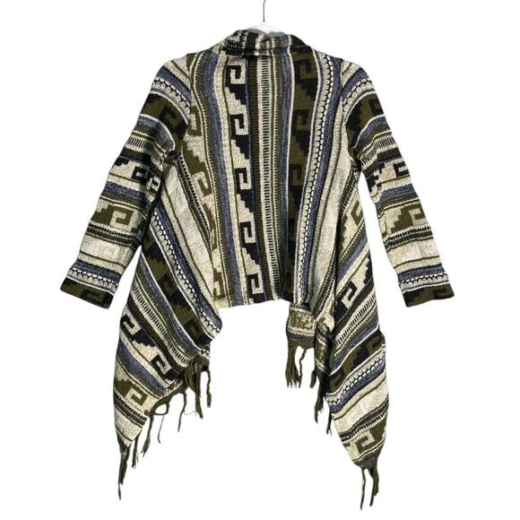 J Jill Sz S‎ Open Front Fringe Cardigan Sweater Mohair Blend Shawl Waterfall Hem - Picture 2 of 11